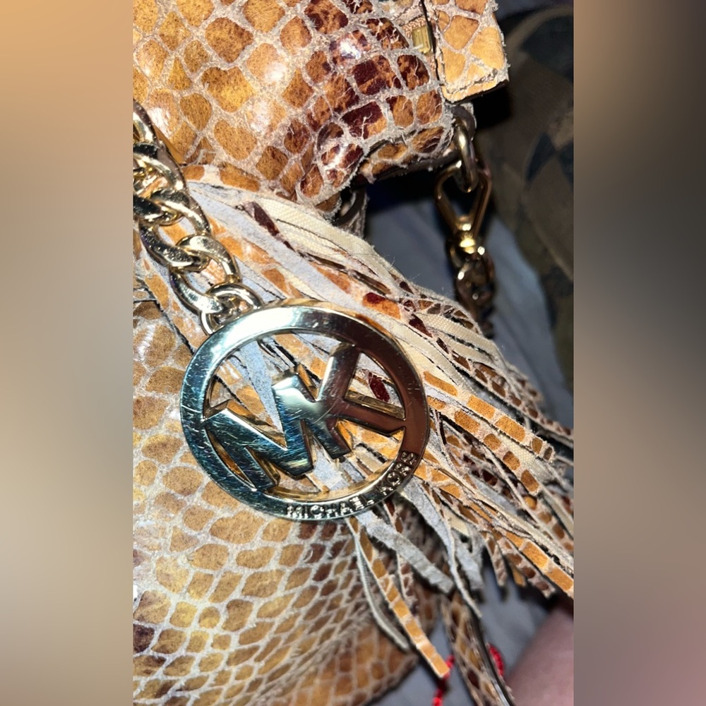 Michael Kors Euc Python-Embossed Leather Handbag - image 4